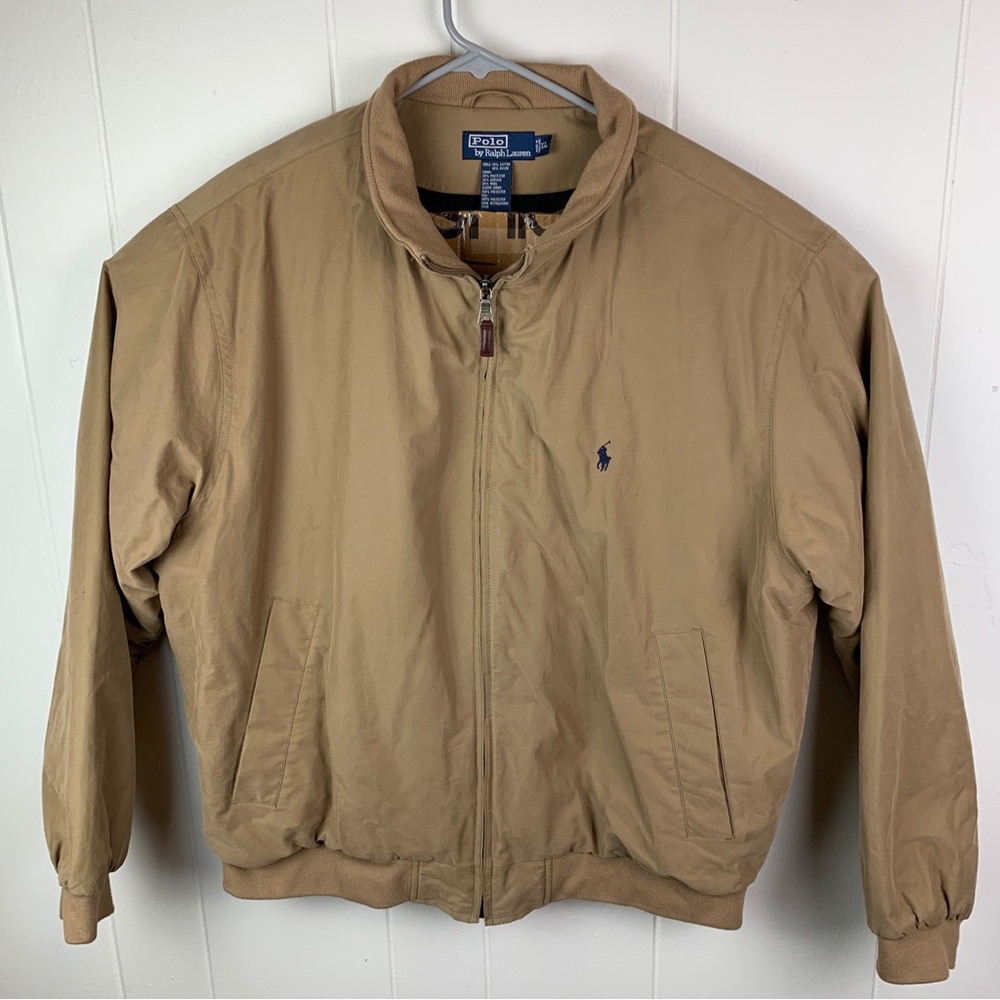 Polo Ralph Lauren Full Zip Jacket Wool Lining Tan Men’s Extra Large